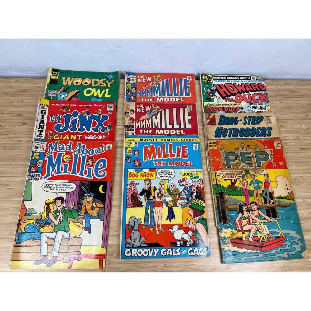 Vintage Comic Lot (9) Howard the Duck Archie Millie Pep‎ Whitman Silver Bronze